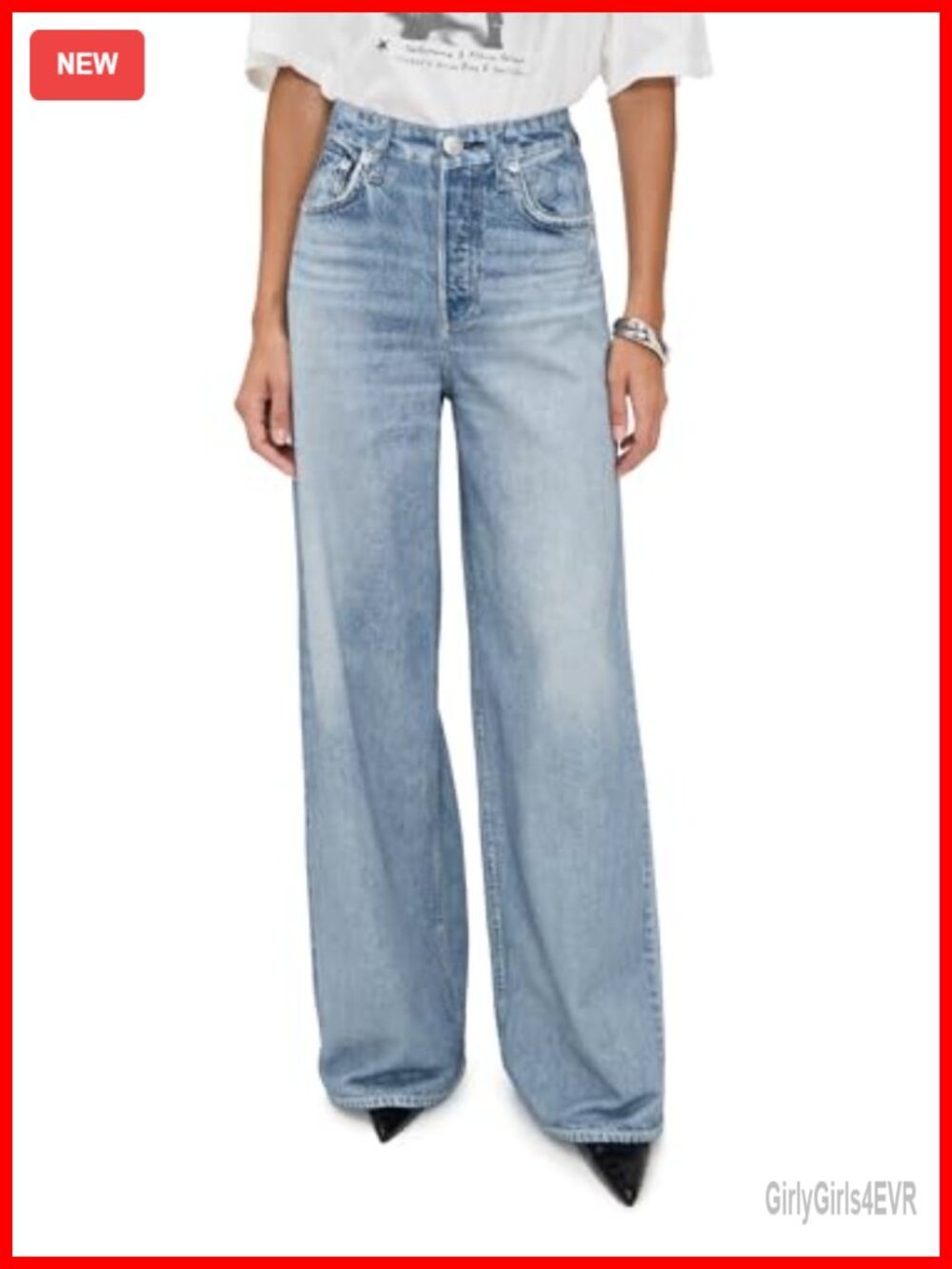 Lightweight French Terry Wide Leg High Rise Sweatpants with Button Zip Fly